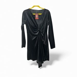 HAUTE ROUGE Black Long Sleeves Velvet Special Ocassions PL Mini Dress BNWT
